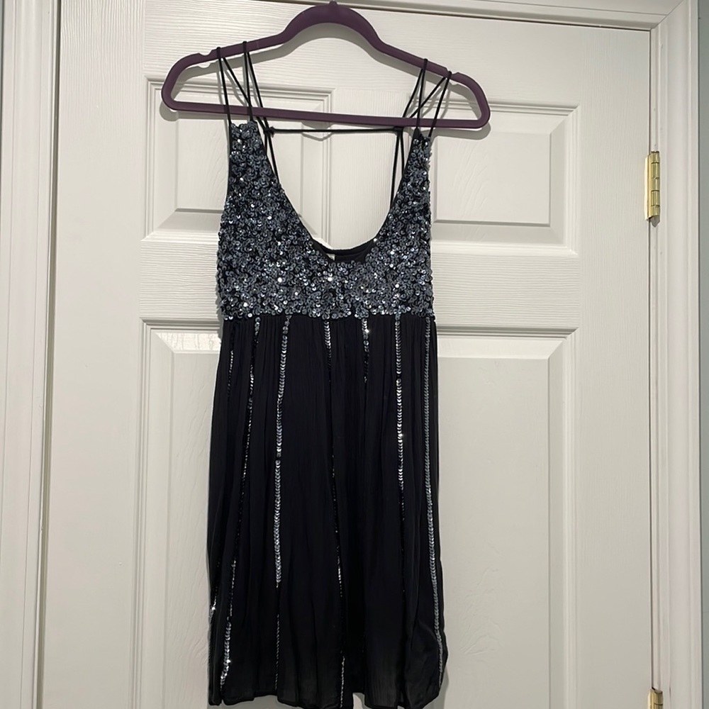 Free People Navy Sparkle Mini Dress